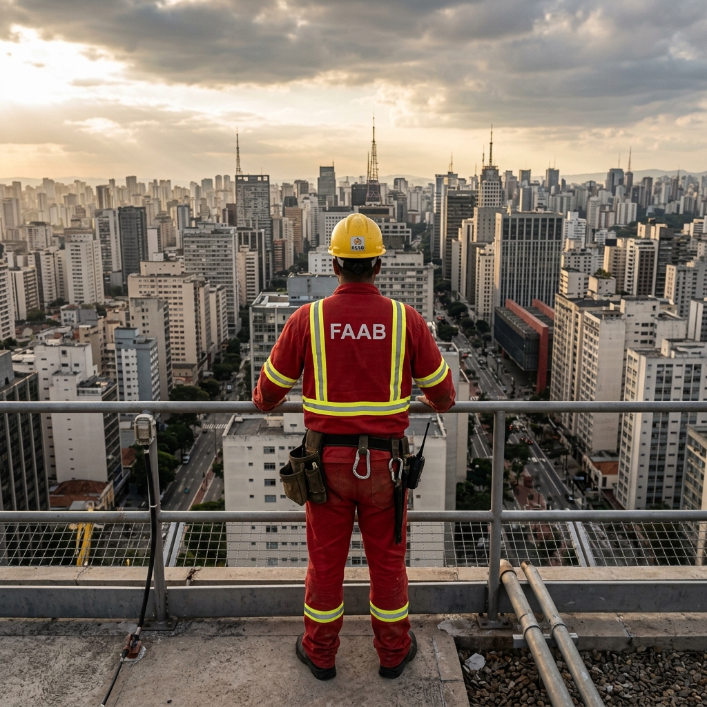 Profissional FAAB em trabalho na cidade de São Paulo